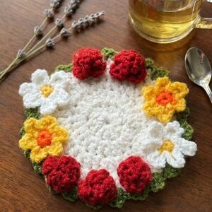 Handcrafted Floral Crochet Coaster